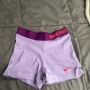 Nike Lavender Performance Bike Shorts with Purple Waistband & Coral Swoosh